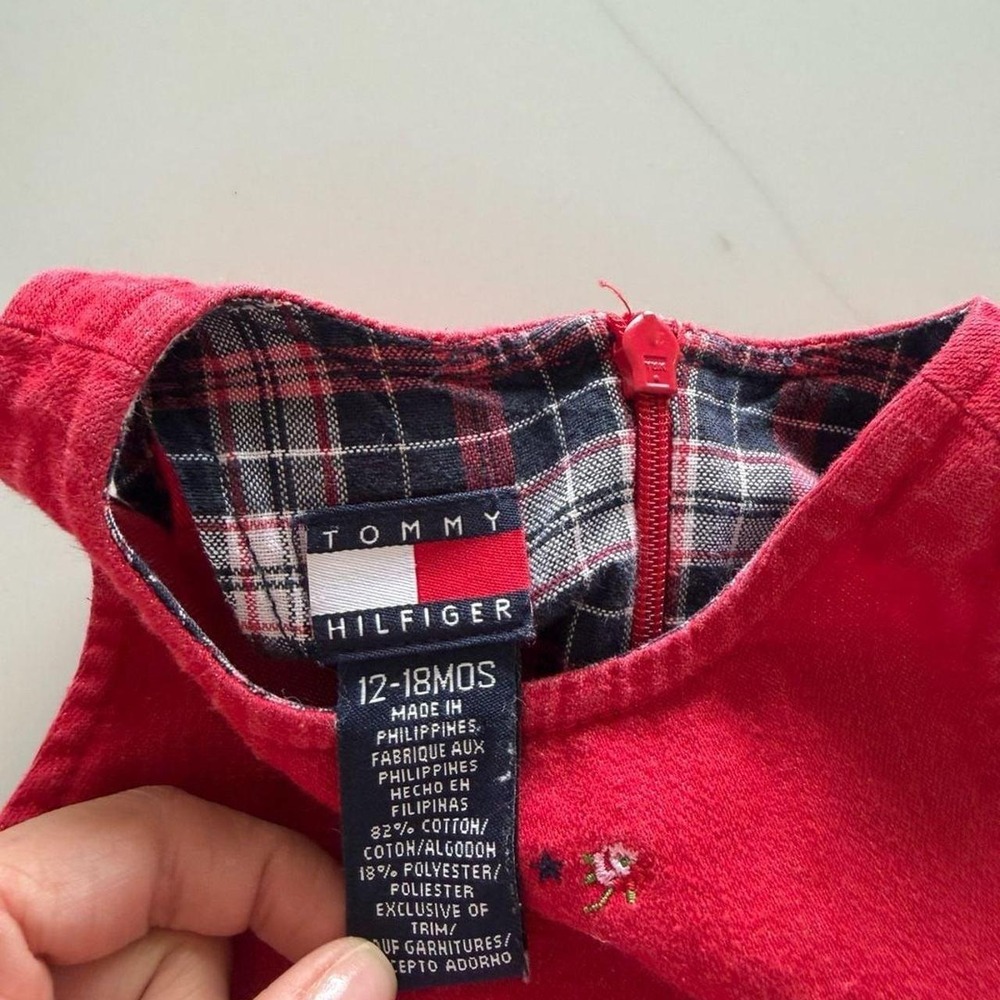 Tommy Hilfiger Red Corduroy Pleated Jumper Dress 12-18 Months - Picture 3 of 3